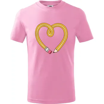 Tužka srdce - Tričko dětské bavlněné - 122 cm/6 let ( Růžová )