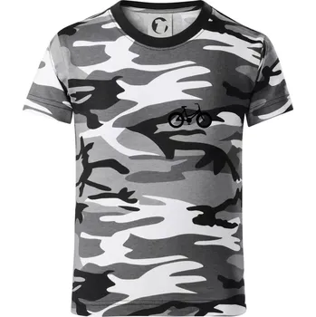 Chlapecké oblečení Obrázek kola na prsu městské kolo - Dětské maskáčové triko - 122 cm/6 let ( Šedý maskáč )