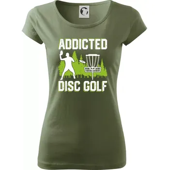 Dámské oblečení Addicted disc golf - Dámské triko Pure - L ( Khaki )