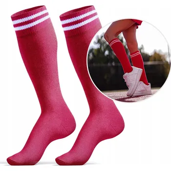 Dámské ponožky MILENA dámské podkolenky v pruzích s proužky ČERVENÉ 37-41