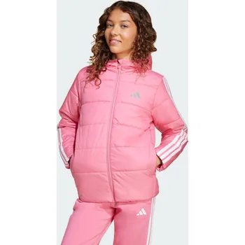 Fotbal ADIDAS Dětská polstrovaná bunda Essentials 3-Stripes 10 LET BÍLÁ|RŮŽOVÁ