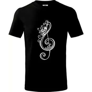 Chlapecké tričko Houslový klíč kytky - Tričko dětské bavlněné - 98 cm / 2 roky ( Černá )
