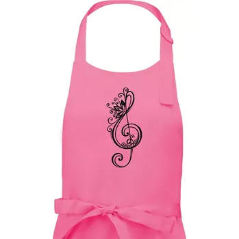 Kuchyňská zástěra Houslový klíč kytky - Dámská zástěra na vaření - Univerzální velikost ( Růžová )