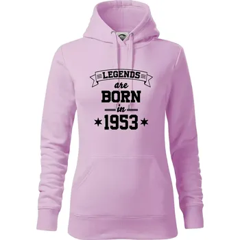 Dámská mikina Legends are born in 1953 - Mikina dámská Cape s kapucí - XS ( Orchid )