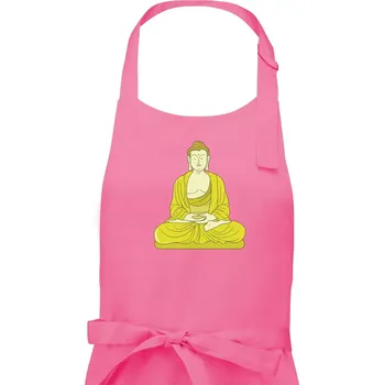 Kuchyňská zástěra Budha zelenožlutý - Dámská zástěra na vaření - Univerzální velikost ( Růžová )