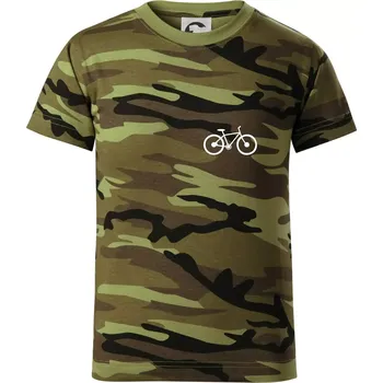 Obrázek kola na prsu horské kolo - Dětské maskáčové triko - 134 cm/8 let ( Zelený maskáč )