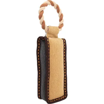 Hračka pro psa HipHop Dog Pešek na bavlněném kruhu, 29 cm, robustní přetahovadlo pro psy HIPHOP DOG, tkaná látka, hnědá/šedá