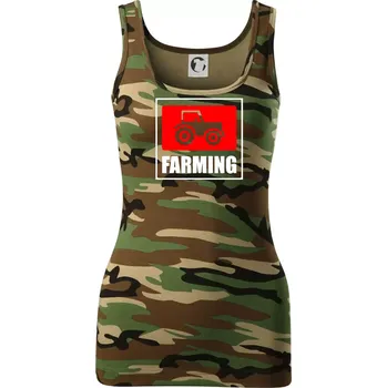 Dámské tričko Farming traktor logo - Dámské Maskáčové tílko - S ( Hnědý maskáč )