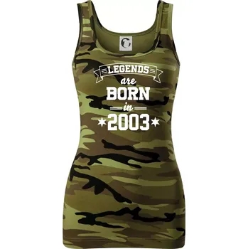 Dámské oblečení Legends are born in 2003 - Dámské Maskáčové tílko - XS ( Zelený maskáč )