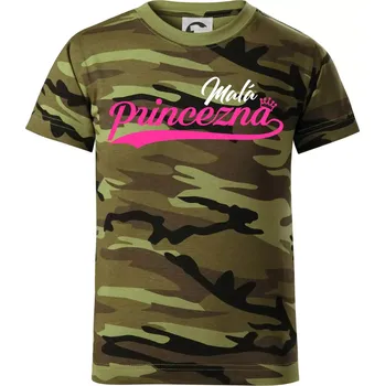 Psací písmo - Malá Princezna - Dětské maskáčové triko - 134 cm/8 let ( Zelený maskáč )