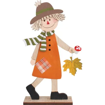 Vánoční dekorace Panáček s šálou dřevěný na postavení