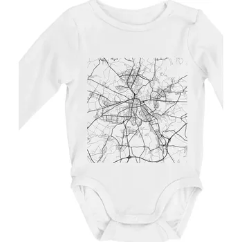 Mapy měst černobílé Plzeň - Body kojenecké s dlouhým rukávem - Dlouhý r. do 3 měs ( Bílá )