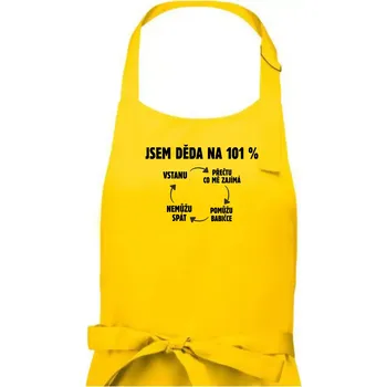 Kuchyňská zástěra Jsem děda na 101 procent - Pánská zástěra na vaření - Univerzální velikost ( Žlutá )