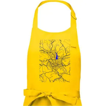 Kuchyňská zástěra Jablonec nad Nisou - Mapa s vodními toky - Dámská zástěra na vaření - Univerzální velikost ( Žlutá )
