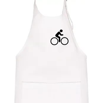 Kuchyňská zástěra Obrázek kola na prsu - ikona panáček - Dětská zástěra na vaření - Univerzální velikost ( Bílá )