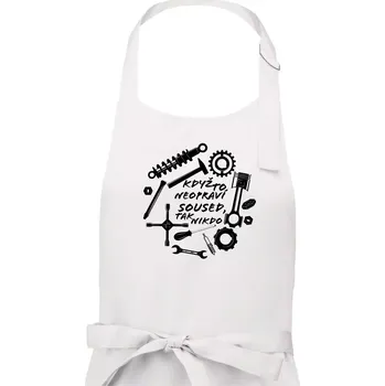 Kuchyňská zástěra Automechanik - Když to neopraví soused - Pánská zástěra na vaření - Univerzální velikost ( Bílá )