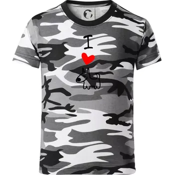 Chlapecké tričko I love dogs - Dětské maskáčové triko - 134 cm/8 let ( Šedý maskáč )