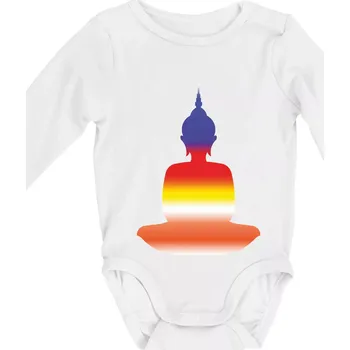 Budha duhový - Body kojenecké s dlouhým rukávem - Dlouhý r. do 3 měs ( Bílá )