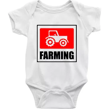 Kojenecký body Farming traktor logo - Body kojenecké s krátkým rukávem - Krátký r. do 3 měs ( Bílá )