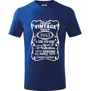 Vintage Etiketa - 1943 - Tričko dětské bavlněné - 98 cm / 2 roky ( Královská modrá )