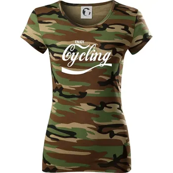 Dámské tričko Enjoy Cycling - Dámské maskáčové triko - S ( Hnědý maskáč )