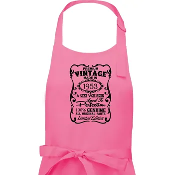 Kuchyňská zástěra Vintage Etiketa - 1953 - Dámská zástěra na vaření - Univerzální velikost ( Růžová )