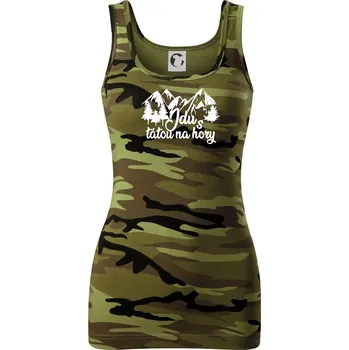 Dámské tričko Jdu s tátou na hory - Dámské Maskáčové tílko - M ( Zelený maskáč )