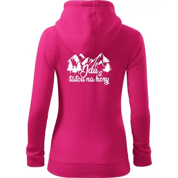 Dámská mikina Jdu s tátou na hory - Dámská mikina trendy zipper s kapucí - XL ( Purpurová )