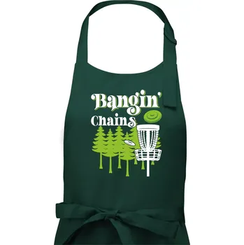 Kuchyňská zástěra Bangin chains disc golf - Dámská zástěra na vaření - Univerzální velikost ( Lahvově zelená )