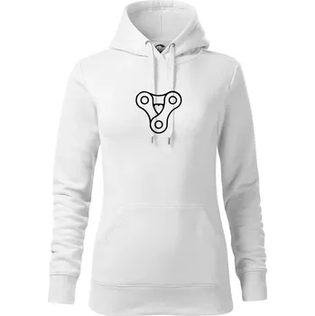 Dámská mikina Cyklo srdce řetěz trojúhelník - Mikina dámská Cape s kapucí - XS ( Bílá )