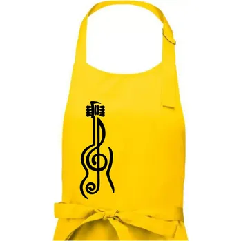 Kuchyňská zástěra Houslový klíč kytara - Dámská zástěra na vaření - Univerzální velikost ( Žlutá )