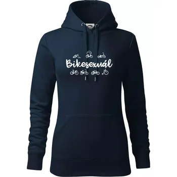 Dámská mikina Bikesexuál - Mikina dámská Cape s kapucí - L ( Námořní modrá (velmi tmavá - téměř černá) )