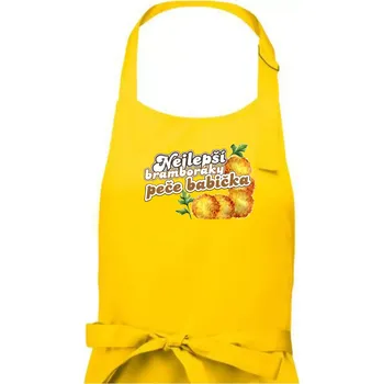 Kuchyňská zástěra Nejlepší bramboráky peče babička - Dámská zástěra na vaření - Univerzální velikost ( Žlutá )