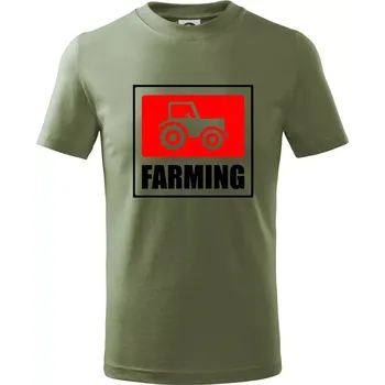 Chlapecké oblečení Farming traktor logo - Tričko dětské bavlněné - 122 cm/6 let ( Khaki )