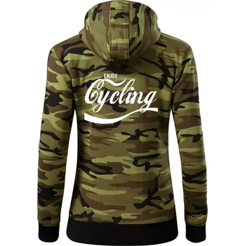 Dámská mikina Enjoy Cycling - Dámská mikina trendy zipper s kapucí - L ( Zelený maskáč )