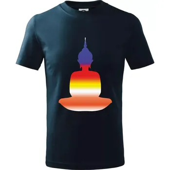 Chlapecké tričko Budha duhový - Tričko dětské bavlněné - 122 cm/6 let ( Námořní modrá (velmi tmavá - téměř černá) )