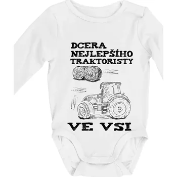 Kojenecký body Dcera nejlepšího traktoristy ve vsi - Body kojenecké s dlouhým rukávem - Dlouhý r. do 3 měs ( Bílá )
