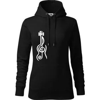 Dámská mikina Houslový klíč kytara - Mikina dámská Cape s kapucí - 2XL ( Černá )