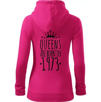 Dámská mikina Queens are born in 1973 - Dámská mikina trendy zipper s kapucí - XL ( Purpurová )