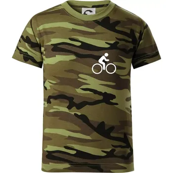 Chlapecké oblečení Obrázek kola na prsu - ikona panáček - Dětské maskáčové triko - 146 cm/10 let ( Zelený maskáč )