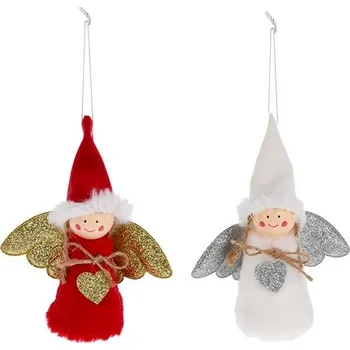 Vánoční dekorace LAALU Vánoční ozdoby - andělka se srdíčkem, 14 cm, 2 ks