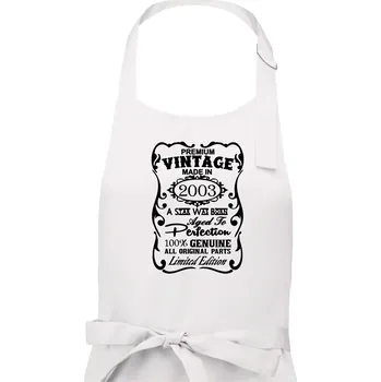 Kuchyňská zástěra Vintage Etiketa - 2003 - Pánská zástěra na vaření - Univerzální velikost ( Bílá )