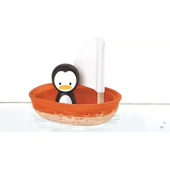 Dřevěná hračka PlanToys Plachetnice s tučňákem
