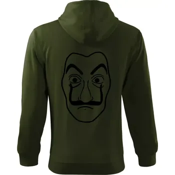 Pánská mikina Maska do tiskárny peněz - Mikina s kapucí na zip trendy zipper - M ( Military )