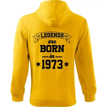 Pánská mikina Legends are born in 1973 - Mikina s kapucí na zip trendy zipper - L ( Žlutá )