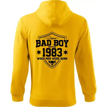 Pánská mikina Bad boy since 1983 - Mikina s kapucí na zip trendy zipper - XL ( Žlutá )