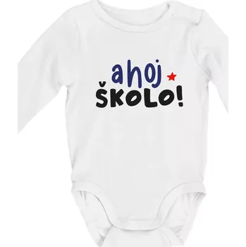 Kojenecké oblečení Ahoj školo barevné - Body kojenecké s dlouhým rukávem - Dlouhý r. 6-12 měs ( Bílá )