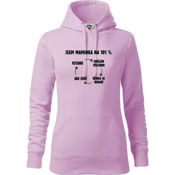 Dámská mikina Jsem maminka na 101 procent - Mikina dámská Cape s kapucí - 2XL ( Orchid )