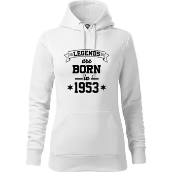 Dámská mikina Legends are born in 1953 - Mikina dámská Cape s kapucí - XS ( Bílá )