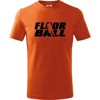 Chlapecké tričko Floorball nápis rovný - Tričko dětské bavlněné - 98 cm / 2 roky ( Oranžová )